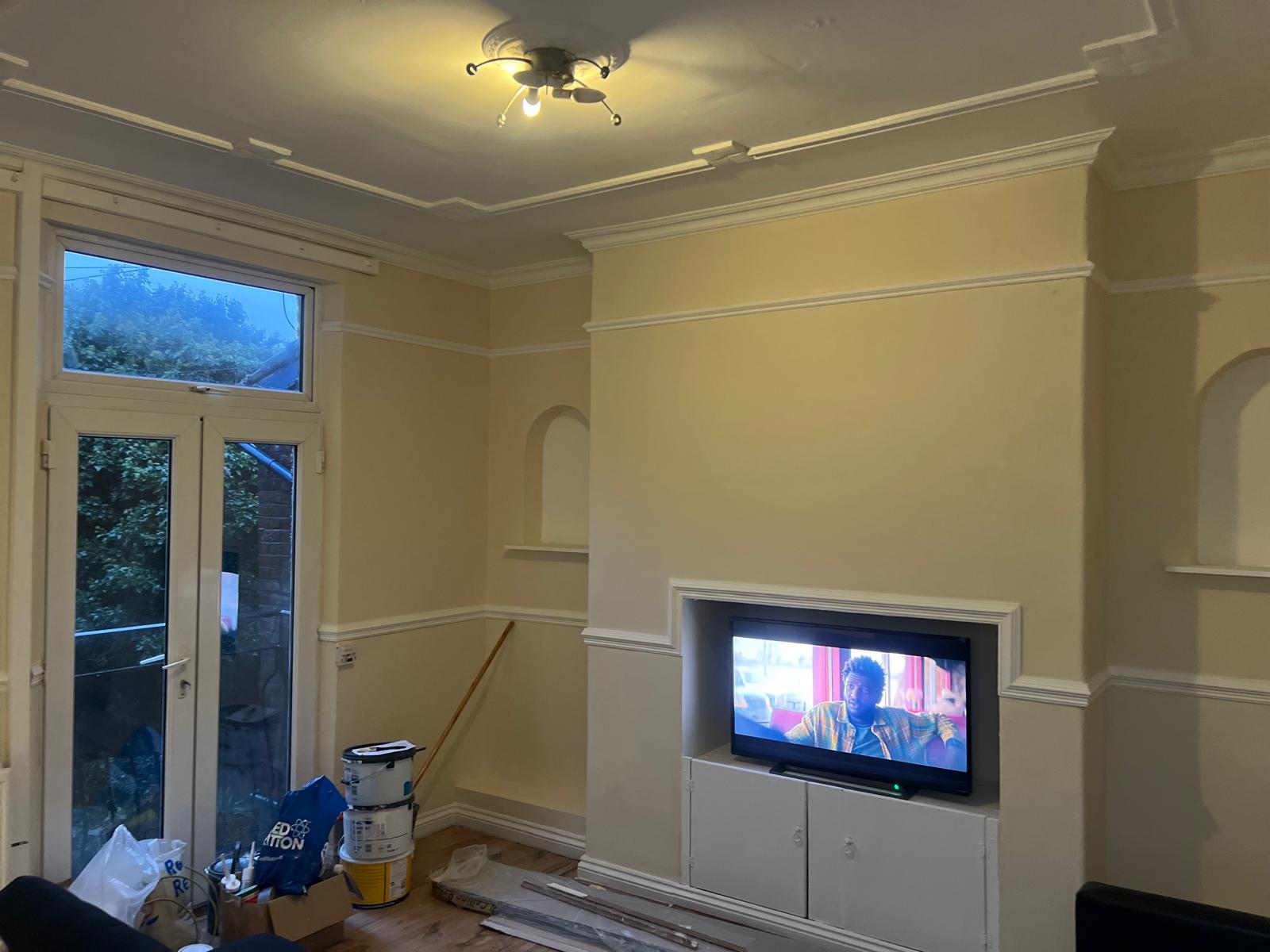 Living room during the final stage of refurbishment